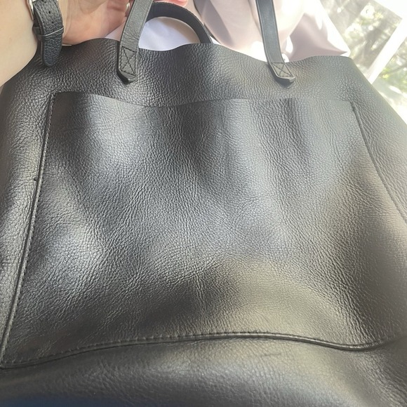 Madewell Medium Transport Leather Tote Black Bag Purse Shoulder Crossbody Color - Picture 4 of 15